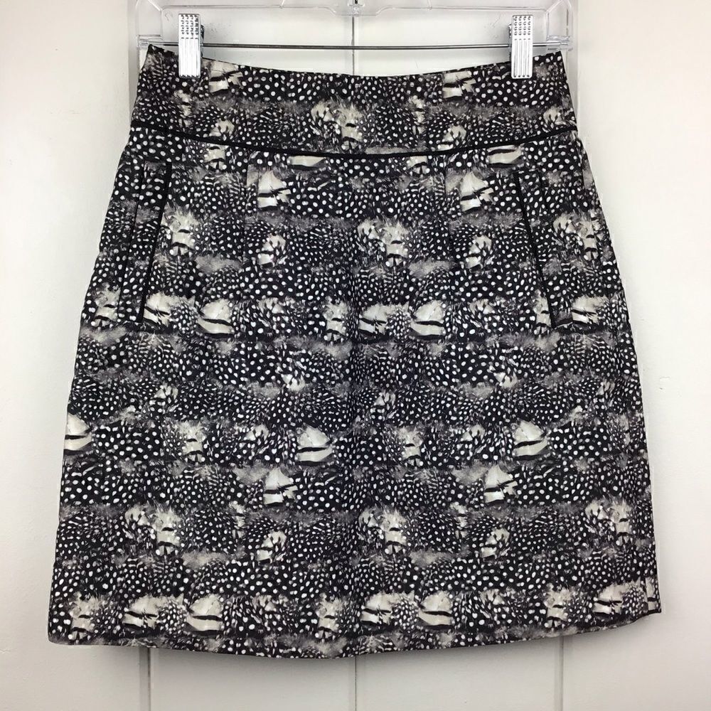 ‎J. Crew Black / White Feather Print Mini Skirt - 0